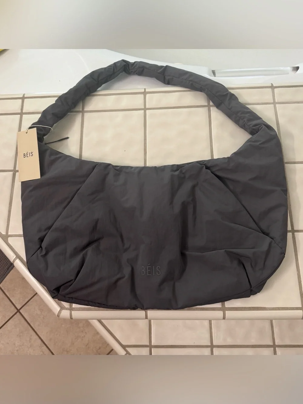 BEIS Crescent Catchall Shoulder Bag in Charcoal